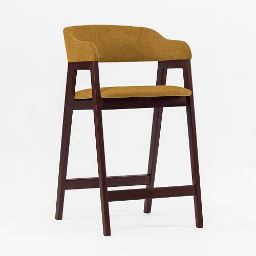 картинка Стул Челси барный желтая ткань массив бука (темный орех) высота подлокотников 93,5 см от производителя дизайнерской мебели Deephouse