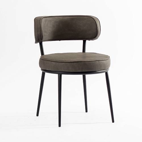 картинка Стул Бодрум коричнево-серая экокожа ножки черные от производителя дизайнерской мебели Deephouse
