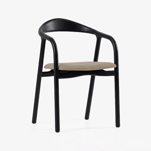 картинка Стул Лугано ткань цвета пергамент береза тон черный матовый (эмаль) от производителя дизайнерской мебели Deephouse