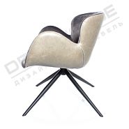 УЦЕНКА! Кресло для отдыха Болтон светло-серый бархат, внешняя часть экокожа серый винтаж + ножки черные - 5