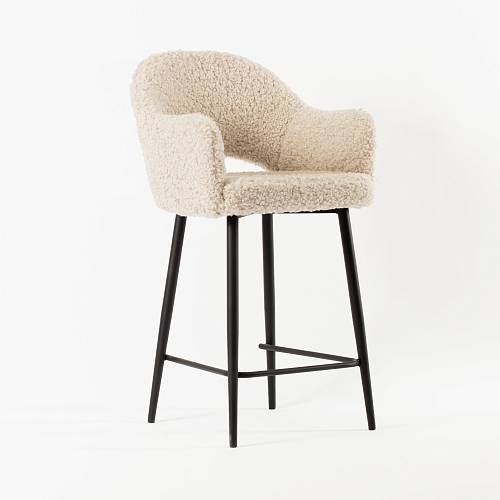 картинка Стул полубарный Белладжио бежевый экомех ножки черные от производителя дизайнерской мебели Deephouse