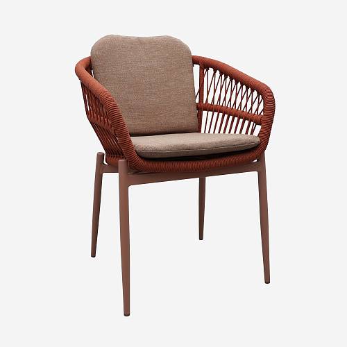 картинка Стул Антигуа плетеный терракотовый подушка терракотовая ножки металл терракотовый от производителя дизайнерской мебели Deephouse