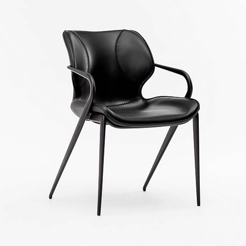 картинка Стул Мангейм черная экокожа ножки черные от производителя дизайнерской мебели Deephouse