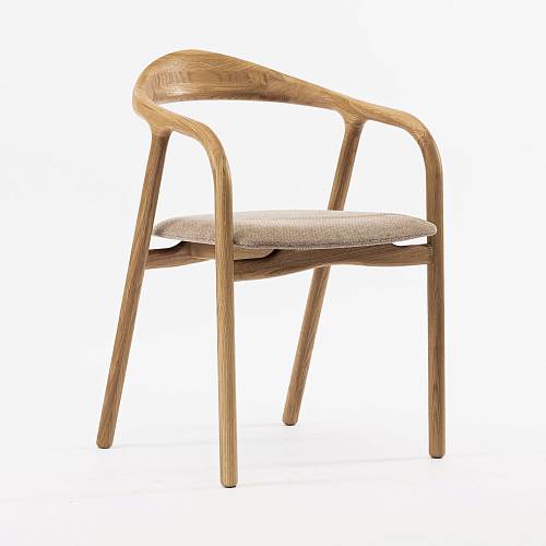 картинка Стул Лугано бежево-коричневая ткань дуб тон натуральный от производителя дизайнерской мебели Deephouse