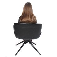 УЦЕНКА! Кресло для отдыха Болтон светло-серый бархат, внешняя часть экокожа серый винтаж + ножки черные - 10