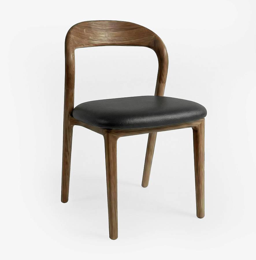 картинка Стул Лугано без подлокотников черная экокожа дуб тон терра (масло) от производителя дизайнерской мебели Deephouse