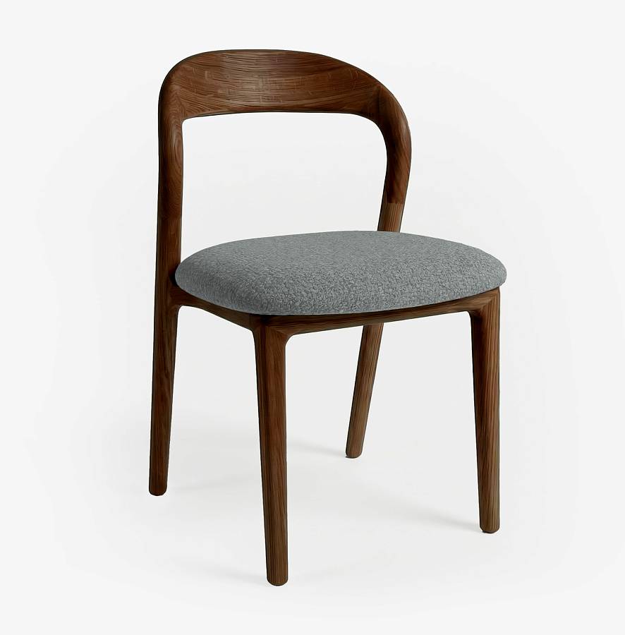 картинка Стул Лугано без подлокотников серо-голубая ткань береза тон рич (бейц) от производителя дизайнерской мебели Deephouse