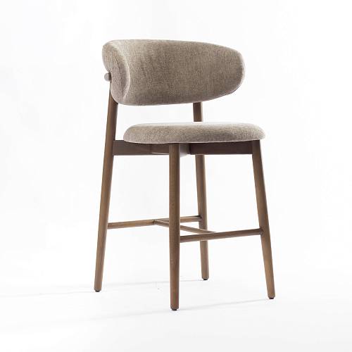 картинка Стул полубарный Феррара бежево-коричневая ткань ножки бук тон терра от производителя дизайнерской мебели Deephouse