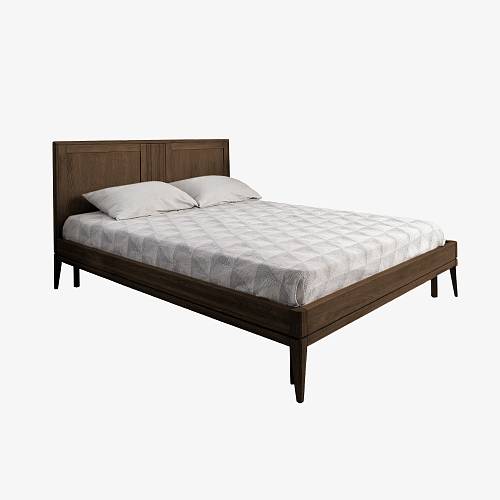 картинка Кровать Брисбен 207х165х100 см спальное место 160х200 без настила массив дуба тон темный орех (бейц/лак) от производителя дизайнерской мебели Deephouse