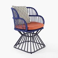 Outlet! Кресло плетеное синее с оранжевой подушкой (образец) - 1