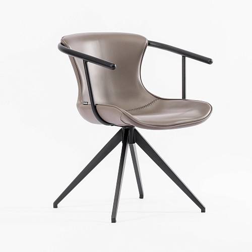 картинка Стул Витербо вращающийся серая экокожа ножки черный металл от производителя дизайнерской мебели Deephouse