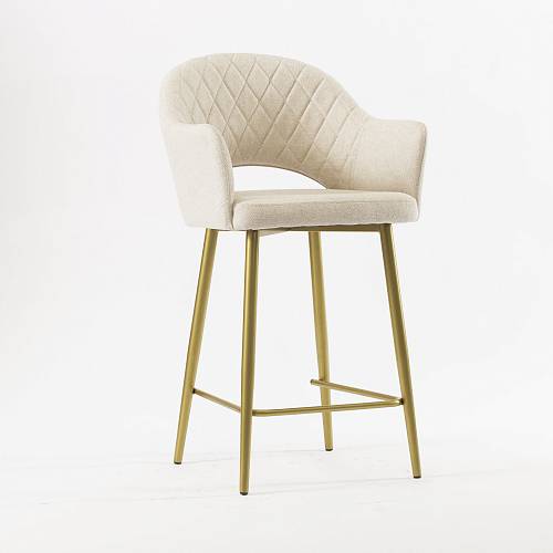 картинка Стул полубарный Белладжио светло-бежевая ткань ножки золото от производителя дизайнерской мебели Deephouse