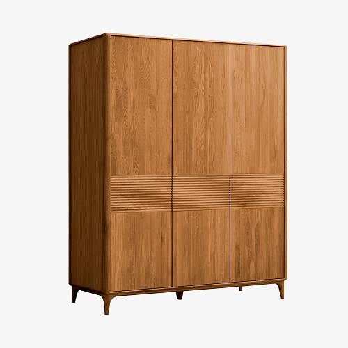 картинка Шкаф Канберра 175,4х60х210 см, 3 двери, массив дуба тон коньяк (масло) от производителя дизайнерской мебели Deephouse