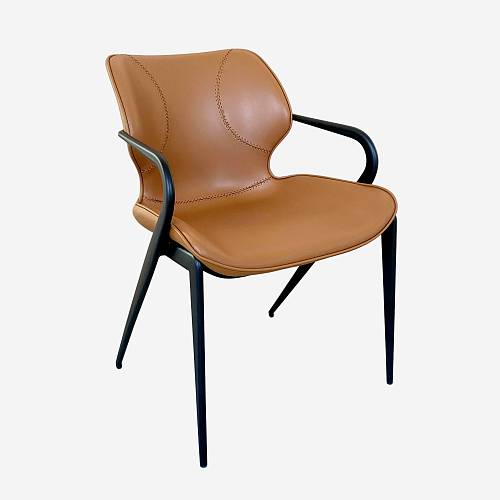 картинка Стул Мангейм светло-коричневая экокожа ножки черные от производителя дизайнерской мебели Deephouse