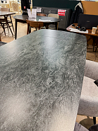 Стол Монблан 180+40+40*90 см темная столешница керамика на стекле, ножки металл (черный) - 3