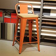 Полубарный стул TOLIX оранжевый + светлое дерево - 6