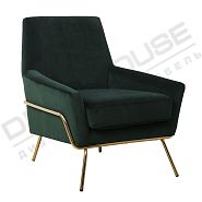 Кресло Амстердам темно-зеленый бархат + ножки золотой металл - 1