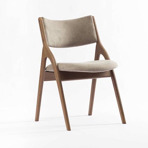 картинка Стул Кардифф бежево-коричневая ткань массив бука (орех) от производителя дизайнерской мебели Deephouse