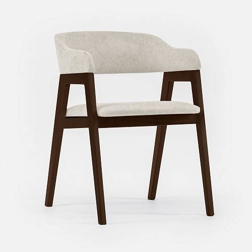 картинка Стул Челси белая ткань массив бука (темный орех) от производителя дизайнерской мебели Deephouse