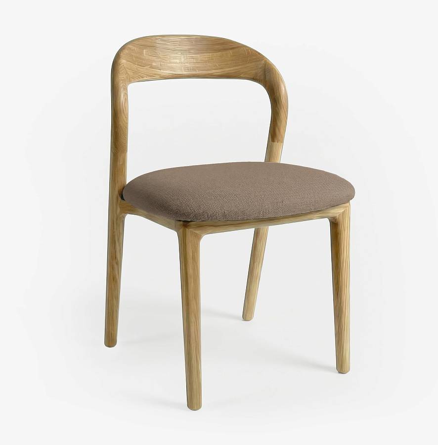 картинка Стул Лугано без подлокотников серо-коричневая ткань дуб тон натуральный (масло) от производителя дизайнерской мебели Deephouse