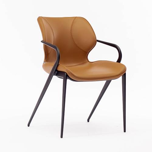 картинка Стул Мангейм светло-коричневая экокожа ножки черные от производителя дизайнерской мебели Deephouse