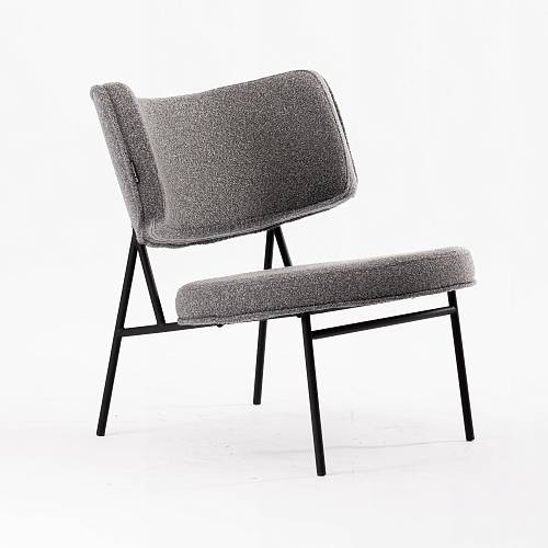 картинка Кресло Лимож серая ткань букле ножки металл (черный) от производителя дизайнерской мебели Deephouse