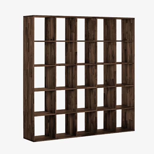 картинка Стеллаж Вестерос 187х35х187 см массив дуба тон темный орех (бейц/лак) от производителя дизайнерской мебели Deephouse