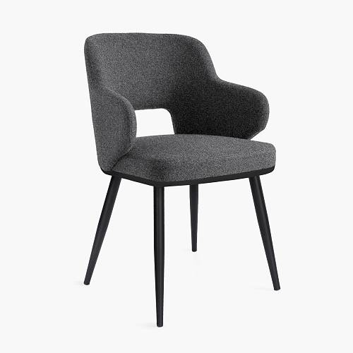 картинка Стул Трентино с подлокотниками с вырезом серая ткань ясень тон черный (лак/матовый) от производителя дизайнерской мебели Deephouse