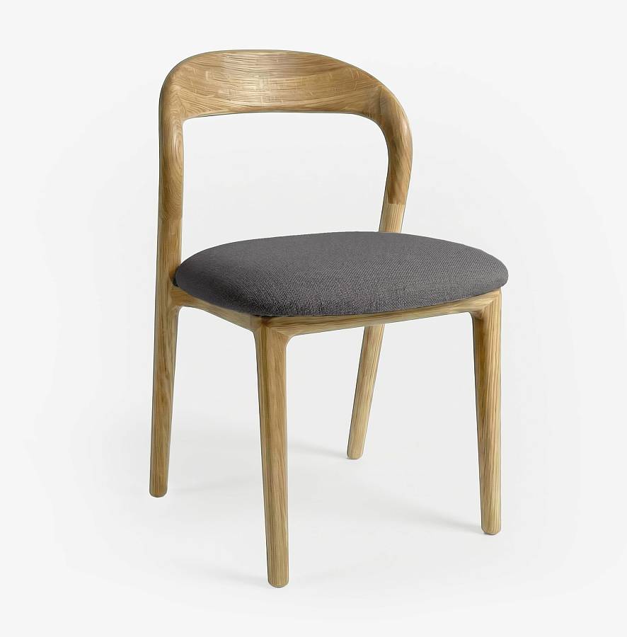 картинка Стул Лугано без подлокотников серая ткань дуб тон натуральный (масло) от производителя дизайнерской мебели Deephouse