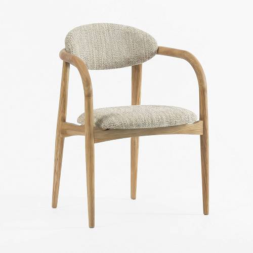 картинка Стул Женева бежево-серая ткань дуб (тон натуральный) от производителя дизайнерской мебели Deephouse