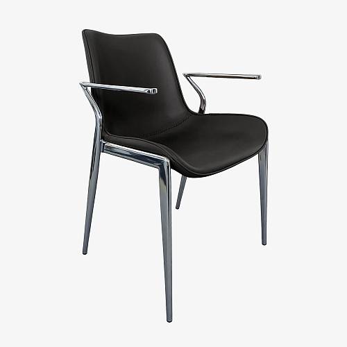 картинка Стул Эссен черная экокожа ножки хромированные от производителя дизайнерской мебели Deephouse