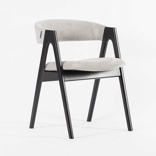 картинка Стул Дублин светло-серая ткань массив бука (цвет черный) от производителя дизайнерской мебели Deephouse