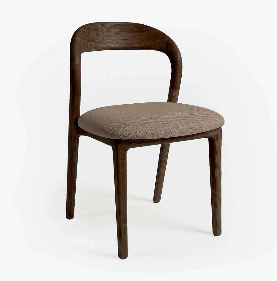 картинка Стул Лугано без подлокотников серо-коричневая ткань дуб тон темный орех (масло) от производителя дизайнерской мебели Deephouse