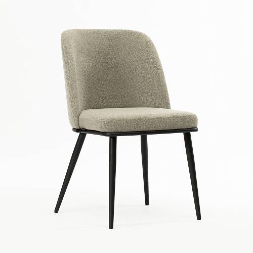 картинка Стул Трентино без подлокотников без выреза бежево-коричневая ткань ножки металл тон черный от производителя дизайнерской мебели Deephouse