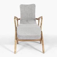 Кресло Хорсес с подставкой для ног светло-серая ткань, дуб, тон бесцветный - 7