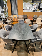 Стол Ортлер 160+40+40*90 см темная столешница керамика на стекле, ножки металл (черный) - 5