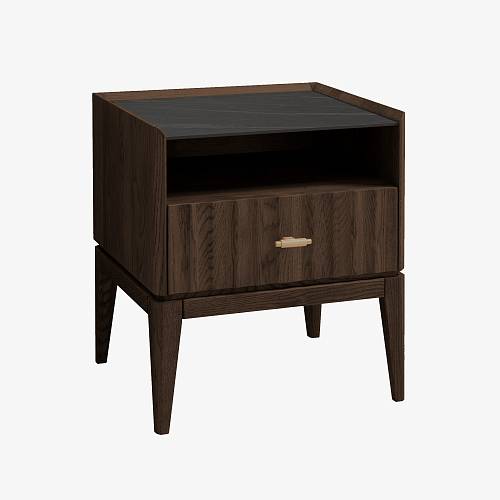 картинка Тумбочка Брисбен 50х42х55 см массив дуба тон темный орех (бейц/лак) от производителя дизайнерской мебели Deephouse