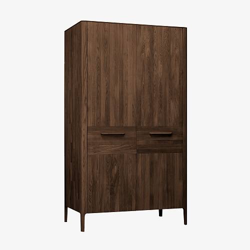 картинка Шкаф Аделаида 2-х дверный 120х60х210 см массив дуба тон темный орех (бейц/лак) от производителя дизайнерской мебели Deephouse