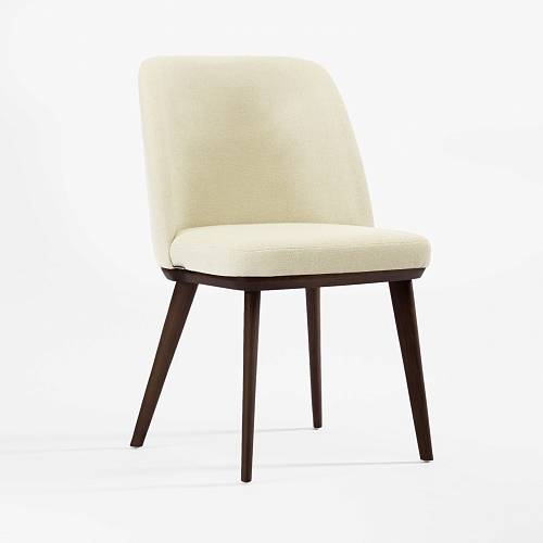 картинка Стул Трентино без подлокотников без выреза светло-бежевая ткань ясень тон темный орех (лак/матовый) от производителя дизайнерской мебели Deephouse