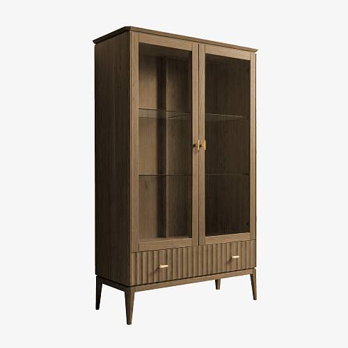 картинка Витрина Брисбен 119х47х190 см массив дуба тон терра (масло) от производителя дизайнерской мебели Deephouse