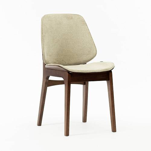 картинка Стул Портленд бежево-коричневая ткань ножки орех от производителя дизайнерской мебели Deephouse