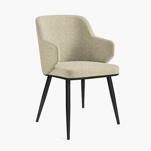 картинка Стул Трентино с подлокотниками без выреза светло-бежевая ткань ясень тон черный (лак/матовый) от производителя дизайнерской мебели Deephouse