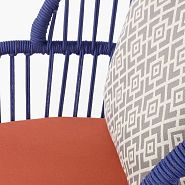 Outlet! Кресло плетеное синее с оранжевой подушкой (образец) - 7