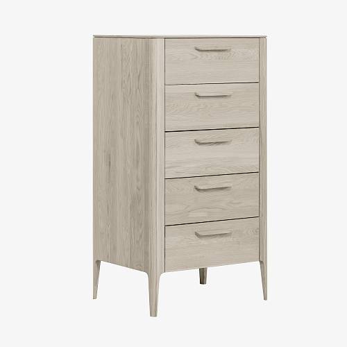 картинка Комод Аделаида с 5 ящиками 66х46х118 см массив дуба тон светлый натуральный (масло) от производителя дизайнерской мебели Deephouse