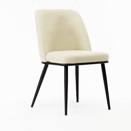 картинка Стул Трентино без подлокотников без выреза светло-бежевая ткань ножки металл тон черный от производителя дизайнерской мебели Deephouse