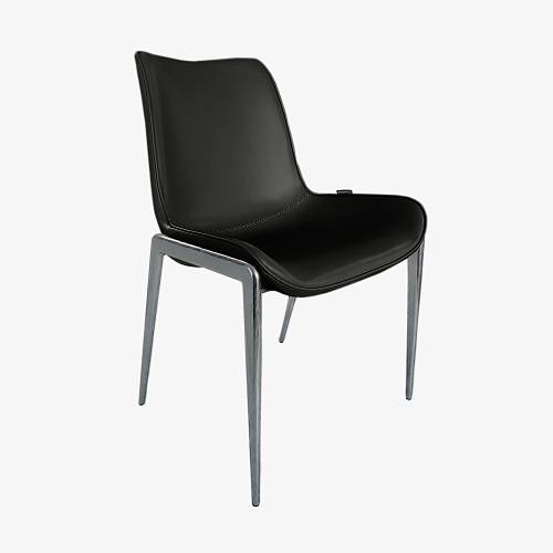 картинка Стул Эссен без подлокотников черная экокожа ножки хромированные от производителя дизайнерской мебели Deephouse