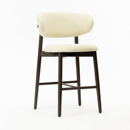 картинка Стул полубарный Феррара светло-бежевая ткань ножки бук тон темная терра от производителя дизайнерской мебели Deephouse