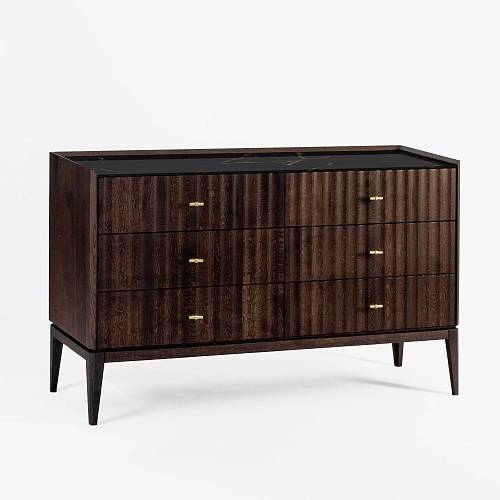 картинка Комод Брисбен 140х46х85 см массив дуба тон темный орех (бейц/лак) от производителя дизайнерской мебели Deephouse