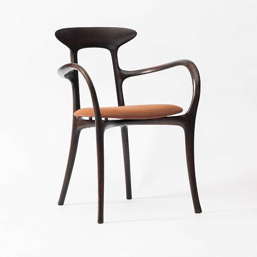 картинка Стул Брунелло кирпичная ткань дуб тон темный орех (масло/лак) от производителя дизайнерской мебели Deephouse