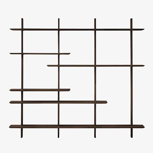 картинка Стеллаж Тампере 3 197х25х176 см массив дуба тон темный орех (бейц/лак) от производителя дизайнерской мебели Deephouse